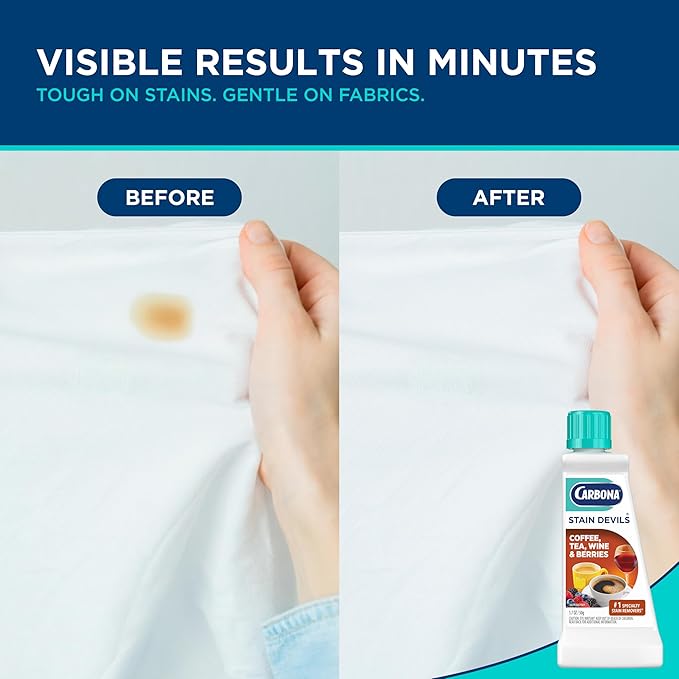 Carbona Stain Devils® #8 | Coffee, Tea, Wine & Juice | Professional Strength Laundry Stain Remover | Multi-Fabric Cleaner | Safe On Skin & Washable Fabrics | 1.7 Fl Oz, 1 Pack