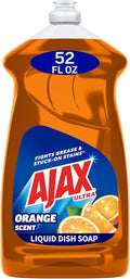 Ajax Ultra Liquid Dish Soap Orange Scent,Triple Action, Mess-Free, Easy-Flip Cap, 52 fl oz Bottle