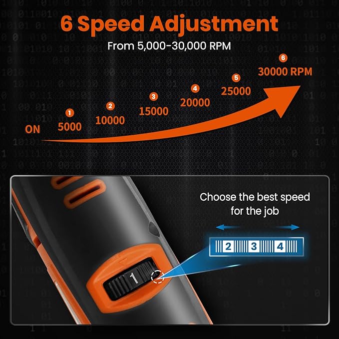 HARDELL 12V Cordless Rotary Tool, 6-Speeds Rotary Tool Kit, 30000RPM Power Rotary Tools with 94 Accessories for Engraving, Sanding, Polishing, Cutting, Carving, DIY and Craft Projects