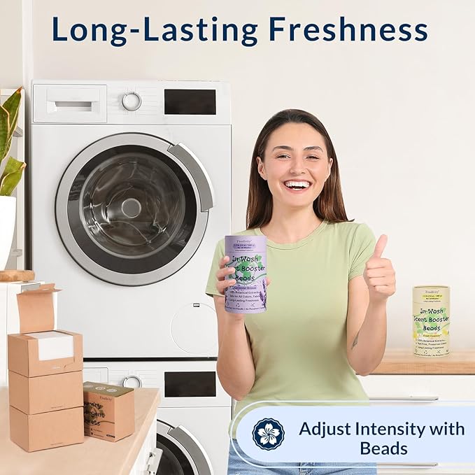 Freelivity In‑Wash Scent Booster Beads – Lavender Breeze Scent, Laundry Beads fabric softener, 24 oz – Lasts Up to 70 Washing Cycles – Eco‑Friendly & Safe for Babies and Kids