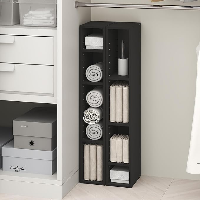 Furinno Fulda 8-Tier Closet Organizers and Storage, Open Shelf, Storage Organizer, 6-Inch Width, for Closet, Bedroom, Blackwood