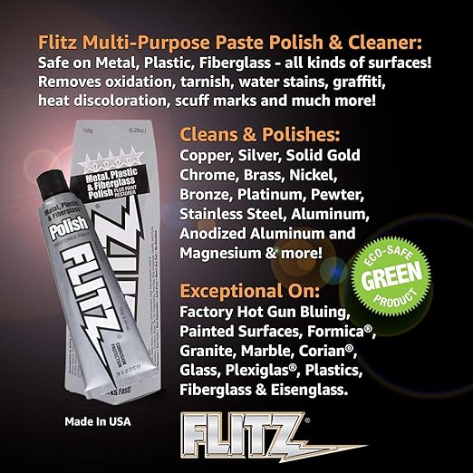 Flitz Metal Polish Paste - 5.29oz USA-Made Polish for Solid Chrome, Stainless Steel, & Aluminum - Non-Abrasive for Light Oxidation - Requires Manual Buffing - Not for Plated/Coated Surfaces (40-Pack)
