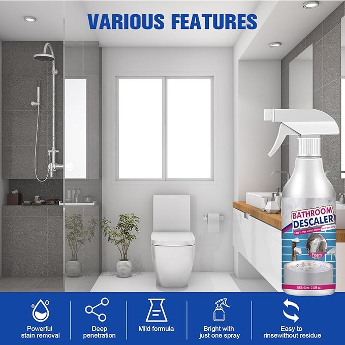 2PCS Stubborn Stains Cleaner, Bathroom Descaler Cleaner, Bathroom Foam Cleaner Spray, All-Purpose Descaler Foam Spray, Stubborn Stains Cleaner,Limescale Cleaner