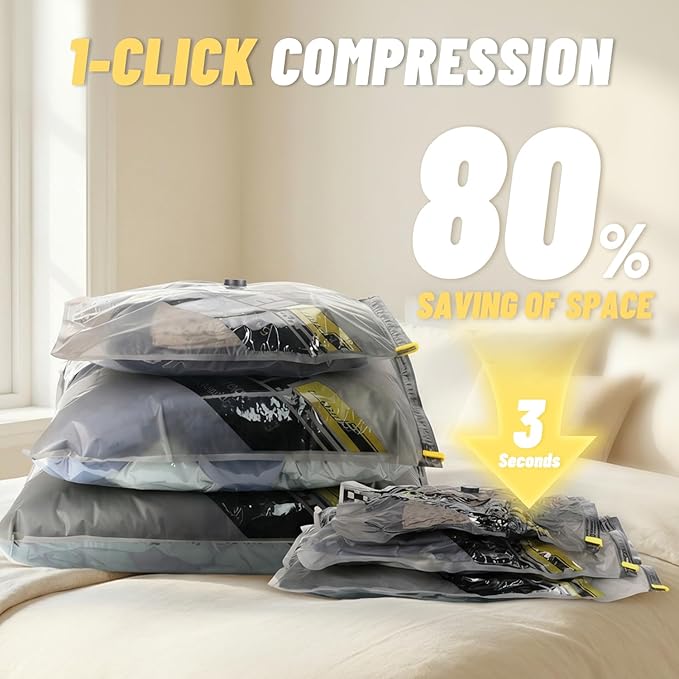 Cordless Vacuum Bags for travel - 20 Pack Rechargeable Wireless Vacuum Seal Bags for Clothing Travel, Space Saver vacuum storage bags with pump for Clothes, Blankets & Luggage Organization