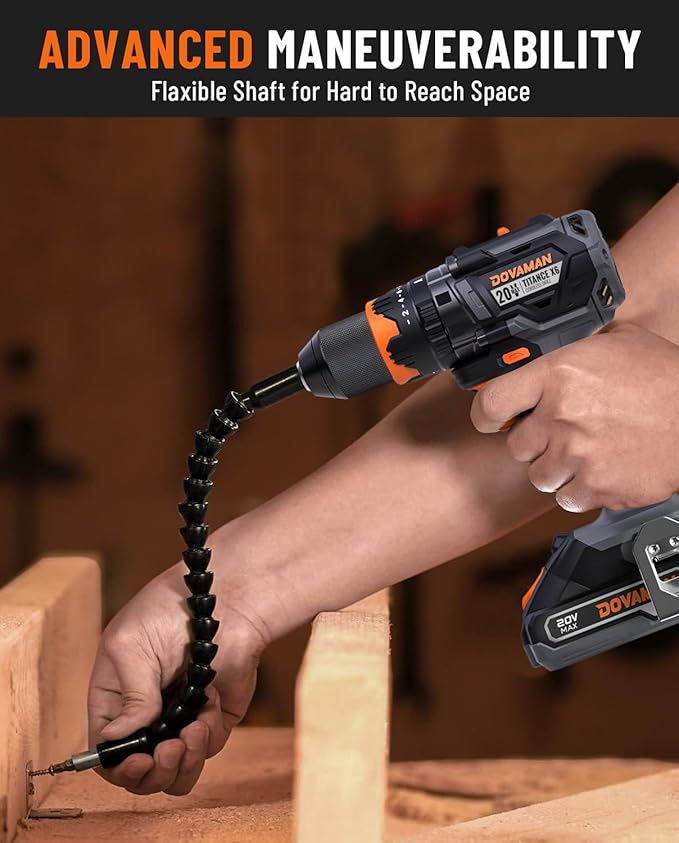 TITANCE X6 20V Brushless Drill Driver Kit, 1/2'' Cordless impact Drill, 575 IN-LBS, 36000 BPM, 3-IN-1 Mode, 2-Speed, Metal Chuck, 2.0Ah Battery, Driver Kit for DIY Project & Home Use