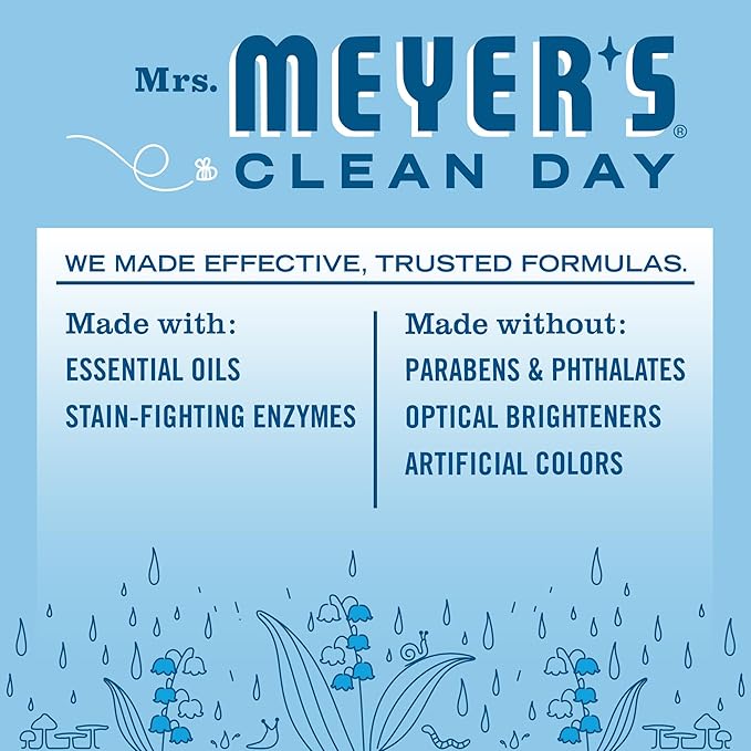 MRS. MEYER'S CLEAN DAY Ultra Concentrated Laundry Detergent,Rain Water Scent,24.3 fl oz,(Pack of 2)