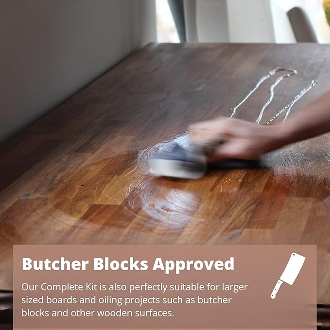 The Block & Board Company Specialist Chopping Board Complete Kit Food Grade Soap, Wax & Oil | Cleans, Nourishes, Seals & Protects Wood, Butcher Blocks, Countertops & Utensils | 3 Piece Set