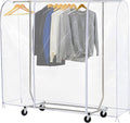 Ruibo Clear Garment Rack Cover Dustproof Clothes Rack Cover with 2 Durable Zipper/Clothing Waterproof Protector (L:71x20x60 inch)