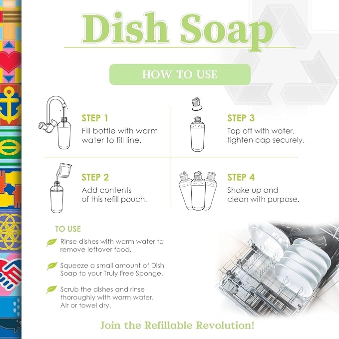 Truly Free Non Toxic Dish Soap | Natural Concentrated Dishwashing Liquid - Sweet Basil Scent | Non Toxic Organic Plant-Based Dish Soap | Family Safe - Eco-Friendly Formula | 16 fl oz