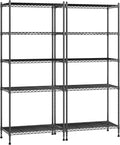 Romorgniz Storage Shelves Adjustable Metal Shelving Unit 5 Tier Wire Shelving,1010LBS Pantry Shelves Sturdy Steel Wire Shelf for Laundry Bathroom Kitchen Pantry, 13.6" D x 21.5" W x 59.4" H, 2PCS