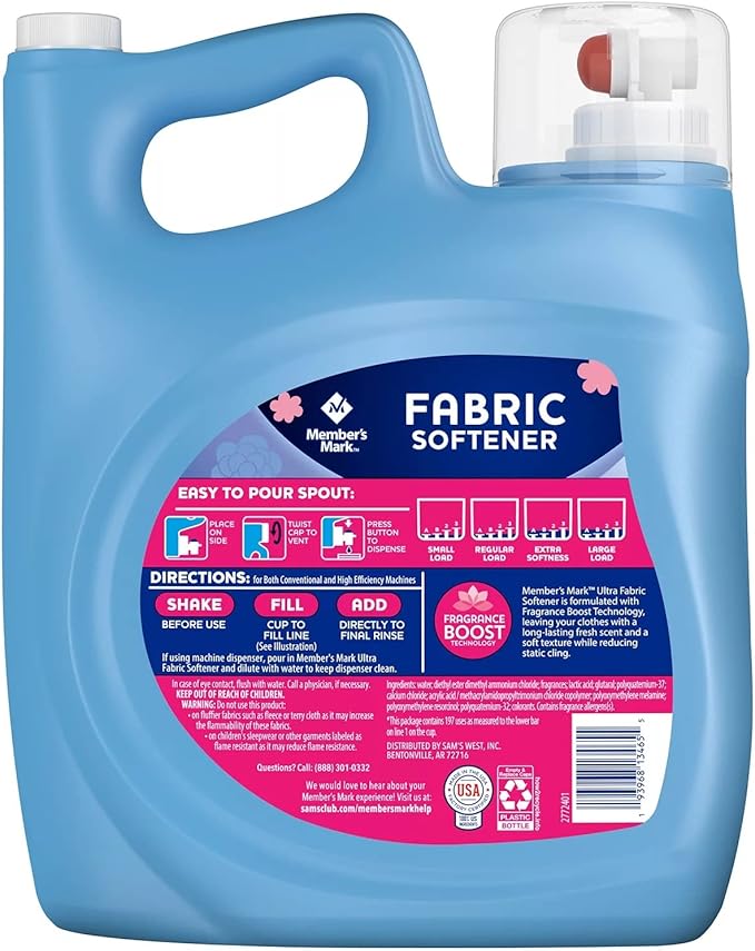 Member's Mark Liquid Fabric Softener, Spring Flowers (170 Ounce)