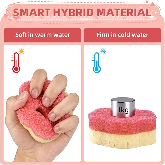 4pcs Scrub Sponges, Dual-Sided Temperature-Controlled Dish Sponges, Scratch-Free, Easy to Clean, Kitchen Cleaning Sponges for Tough Stains, Delicate Surfaces, Glassware, Cookware, Appliances