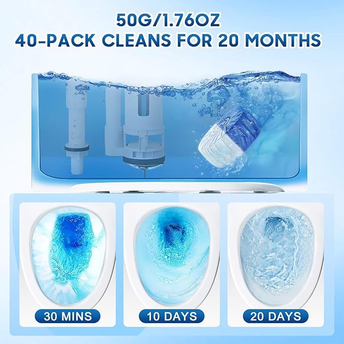 KIISIISO Toilet Bowl Cleaners, Long-Lasting 28 PACK Blue&White, Commercial Household Bathroom Cleaner,Automatic Toilet Tank Cleaners, Multipurpose Janitorial Deodorizers