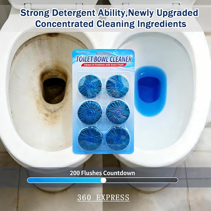 Automatic Toilet Bowl Cleaner Tablets - Long-Lasting Bathroom Tank Cleaner for Effortless Cleaning, Stain Prevention & Freshness Up to 15 Days Per Tablet