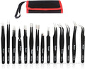 Kaisi 14 PCS Precision Tweezers Set, ESD Tweezer Set, Anti-Static Stainless Steel Tweezers Set for Craft, Jewelry, Electronics, Laboratory Work