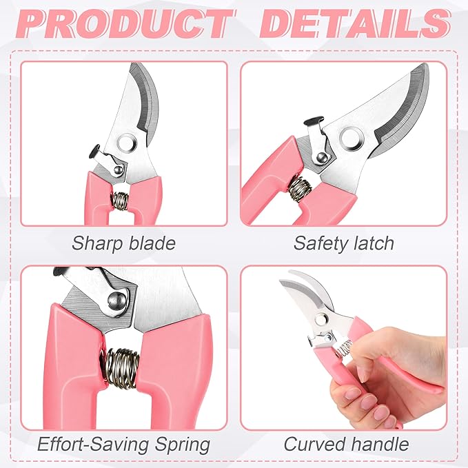 Chumia 30 Garden Flower Shears Pruning Scissors Heavy Duty Plant Scissors Trimming Garden Clippers Hand Tree Pruner for Yard Gardening Plants Hedge Flower Tree Cutting Secateurs (Pink)