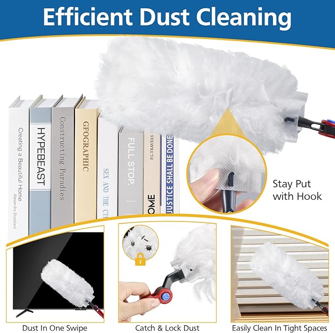 30 Pack Duster Refills Compatible with O-Cedar Flex & Catch Duster, 360° Heavy Duty Disposable Duster Refills Replacement, 3X More Dust Cleaning Than Feather Dusters