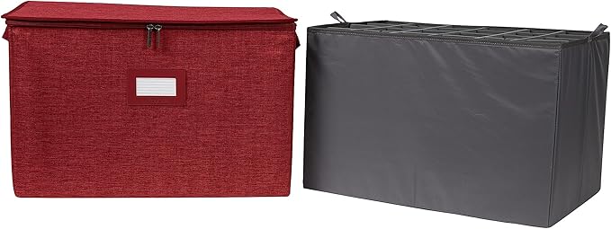 Covermates Keepsakes - Adjustable Zip-Top Storage Box - Configurable FlexGrid Compartments - Heavy Duty Polyester- Reinforced Handles - Stackable Design - Indoor Storage, Red Heather