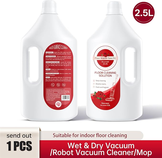 Floor Cleaning Solution Compatible With Tineco/Bissell/Dreame And Shark, Fragrance Deodorization, Deep Cleans for Multiple Hard Floors, Suitable With Cordless Wet/Dry (【Rose】, 2.51 Liter)