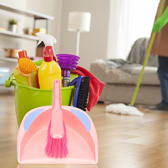 PRETYZOOM Mini Broom and Dustpan Set, Portable Red Hand Broom with Dustpan for Pet Hair and Desktop Cleaning, Compact Household Cleaning Accessory for Home and Office Use