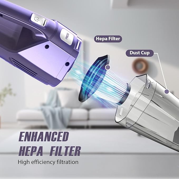 Bossdan Handheld Vacuum Cordless – Car Vac Portable with 8KPA & Multi Accessories & Low Noise, Lightweight Hand Held Vacuum Cordless Rechargeable for Car/Home/Dust/Pet Hair, Mine Portable Vacuum