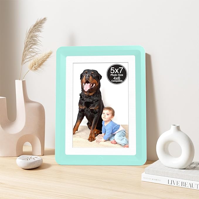 5x7 Picture Frame, Clear Acrylic Photo Frame with White Mat for 4x6 Photos, One-Piece Shatterproof Tool-Free Design, UV-Resistant Waterproof Tabletop Frame for Home Office Decor with 10-Year Warranty