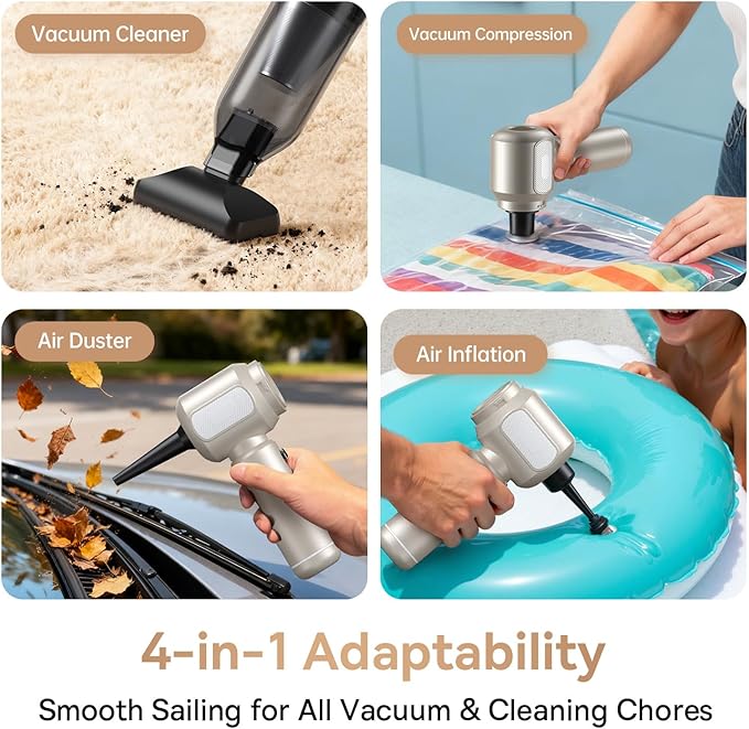 REWONDER Car Vacuum Cleaner High Power, 22000Pa Vacuum Cleaner & 110000RPM Air Duster, Handheld Vacuum with 7800mAh Battery for Valentines Day Gifts, Storage Bag & Multi-Nozzles for Car, Home (Grey)