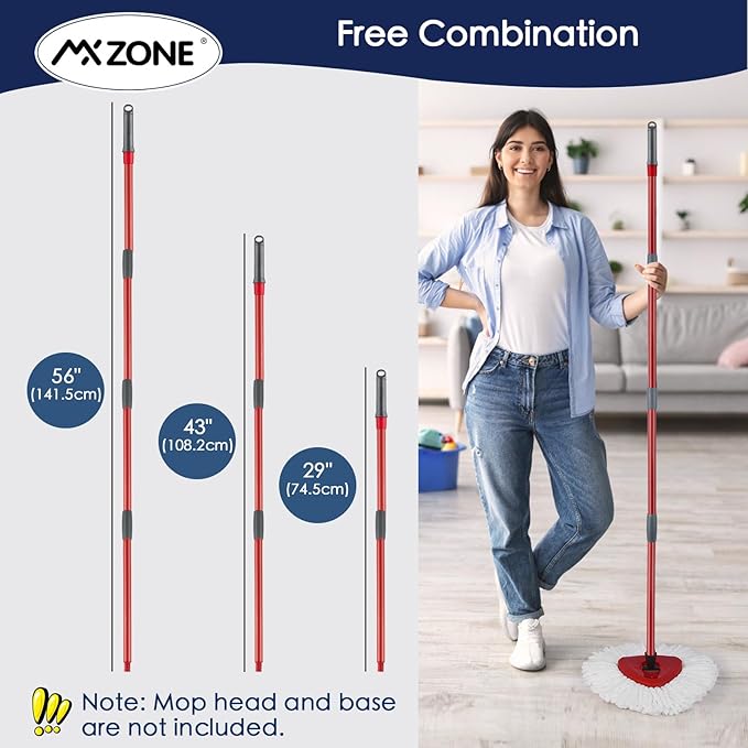 Spin Mop Handle Replacement Compatible with O Cedar Spin Mop and Bucket, 4-Section 29" to 56" Rotatable Mop Replace Handle, Mop Stick for Floor Cleaning (Mop Head & Base not Include)