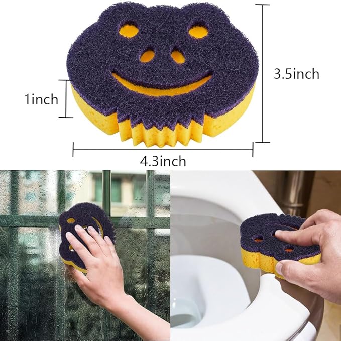 SmilePowo 12 Pack Frog Dual-Sided Multi-Functional Premium Cleaning Sponges,Scrub Sponges,Dishwashing Sponge for Heavy Duty Scouring Pads,Kitchen,Furniture,Dish,Bathroom