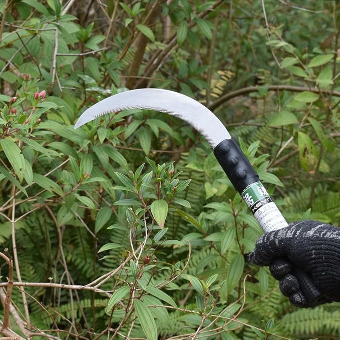 Clearing Sickle,Weeding Sickle, carbon steel Blade/steel Handle Animal Husbandry Sickle - Great for Removing Unwanted Vines and Weeds (13 in)