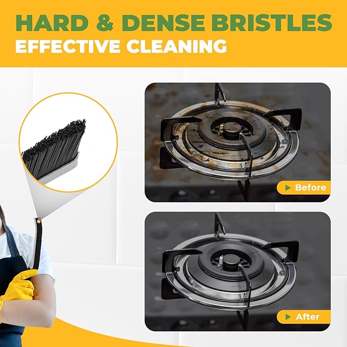 Cleaning Brush - 3 Pcs Hard Bristle Crevice Cleaning Brush, Grout Brush, Scrub Brush Cleaning Supplies, Gap Cleaning Tools for Bathroom Kitchen Toilet Window Track (3, Black)