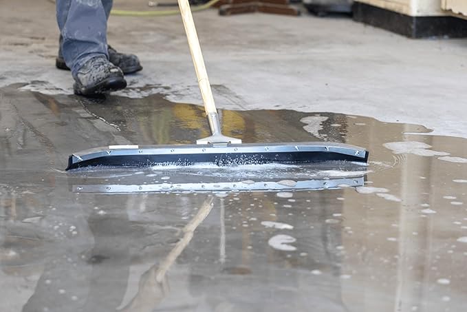 MARSHALLTOWN Asphalt Squeegee, 36 Inch Neoprene Curved Blade, 60 Inch Wood Handle, Spread Sealer Over Asphalt, Reversible, RED700248