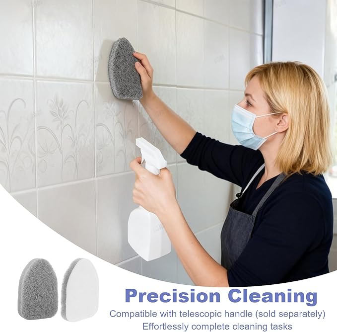 2Pcs Scouring Pads Grey Scrub Pads for Cleaning Reusable Scrub Sponge Non Scratch Fit Tub Tile Scrubber Brushes Cleaning for Kitchen Toilet Wall Tile Sink