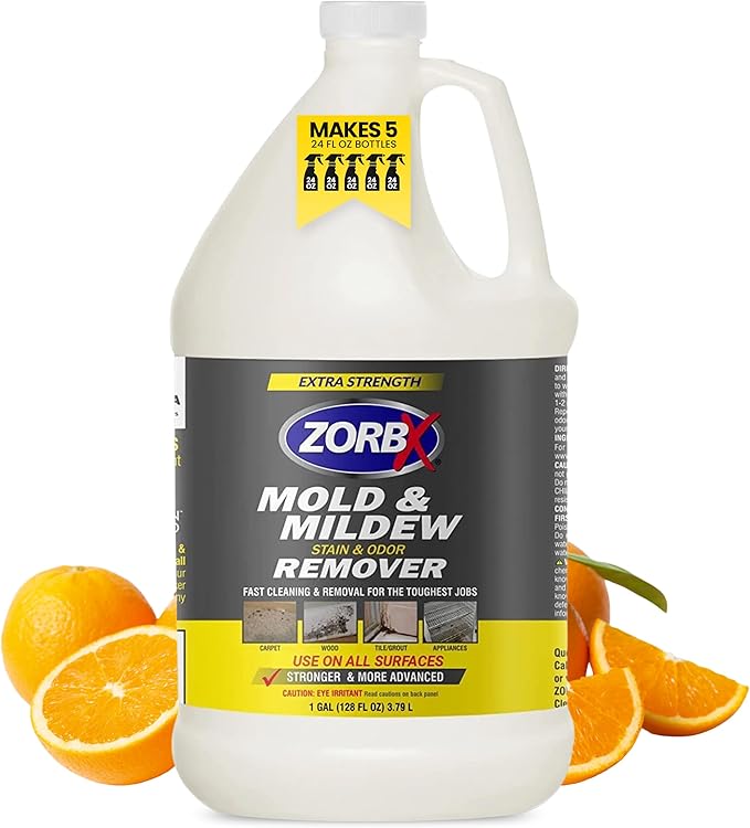 ZORBX Stain & Odor Remover & Cleaner Spray 128 FL Oz Refill – Scrub Free Formula - Bleach Free Stain & Smell Eliminator for Shower, Bathroom, Ceiling, Carpet, Cars, Walls & Wood