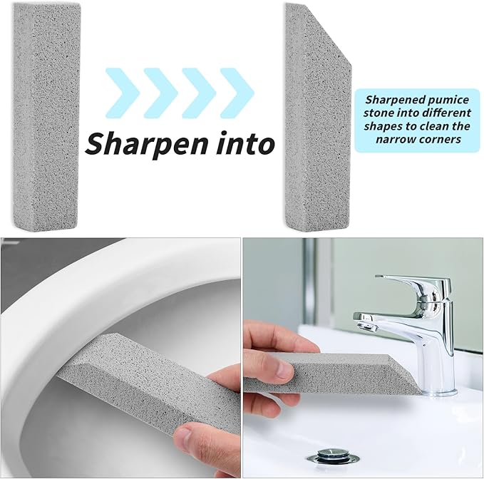 70 Pack Pumice Stones Bulk for Cleaning - Grey Pumice Scouring Pad with 2 Universal Handles, Pumice Stick Cleaner for Removing Toilet Bowl Ring, Bath, Household, Kitchen, Pool, 5.9 x 1.4 x 0.9 Inch