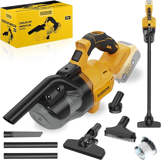 Cordless Vacuum for DE-Walt 20V Battery, 5-in-1 Handheld Electric Vacuum Cleaner with 500W Powerful Motor, 46 CFM Portable Hand Vacuum with HEPA Filter for Car, Carpets, Furniture (No Battery)