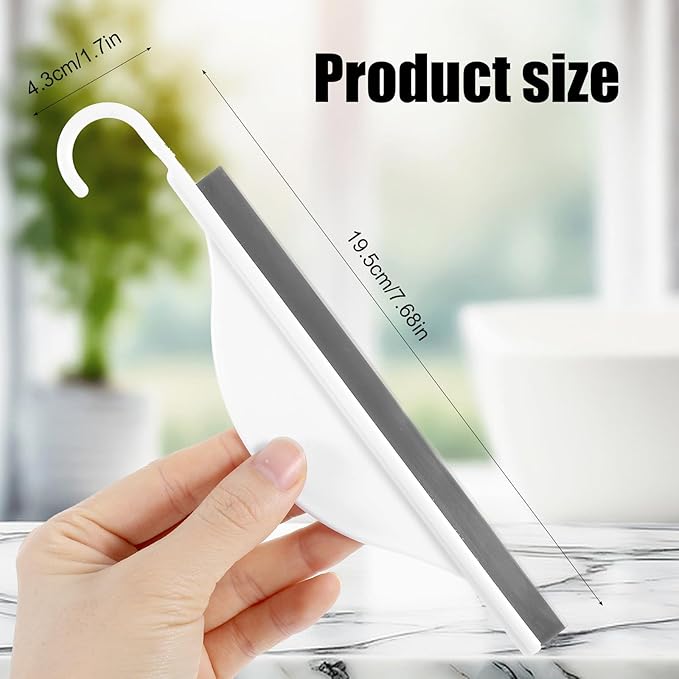 Tiny Bathroom Mirror Squeegee for Shower Glass, Silicone Shower Squeegee with Hanging Hook, Handy Water Blade Mini Squeegees, Wiper Scraper Cleaner Tool for Cleaning Window Glass Sink Counter