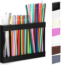 Qinyoung Acrylic Straw Holder for Cabinet Door with Double Sided Adhesive Tape Reusable Straw Organizer Tumbler Storage Kitchen Accessories Container for Counter Cupboard(Classic,Large,Black)