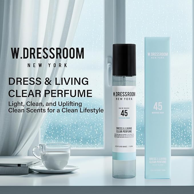 W.Dressroom No.45 Morning Rain Dress & Living Clear Perfume (5.28 oz) - Fresh Scent for Clothes, Fabrics, Carpets & Rooms, Natural Odor Eliminator, Eco-Friendly, Water-Based