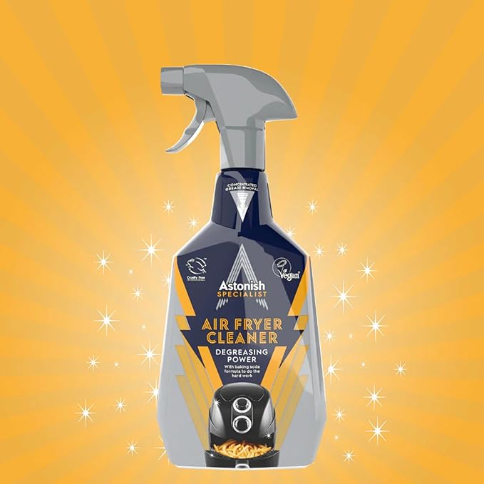 Astonish 750ml Specialist Air Fryer Cleaner Spray with Baking Soda - Non Stick Safe Grease Remover, Food Residue Lifter, Quick Rinse Vegan Cruelty Free Kitchen Appliance Degreaser, No Scrub Formula