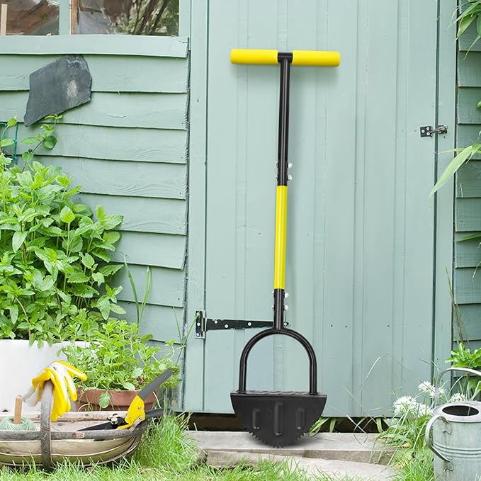 Byhager Professional Lawn Edger Tool, Heavy Duty Steel Half Moon & Saw-Tooth Blade for Clean Borders, Long Handle Reduces Back Strain, Manual Edger Ideal for Garden Edges, Sidewalks, Flower Beds