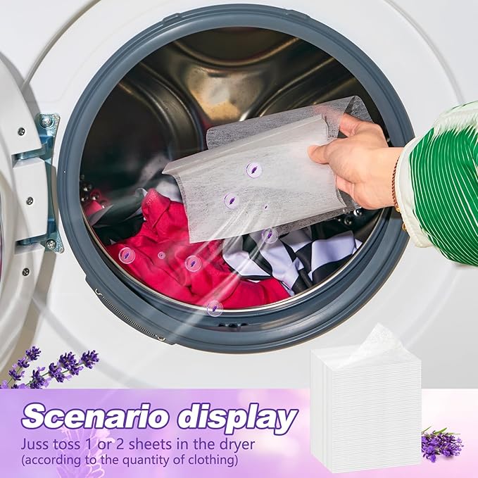 1000 Count Dryer Sheets Bulk Lavender Scent Fabric Softener Scent Dryer Sheets Naturally Softens and Removes Static Cling, Ideal for Large Households, Sensitive Skin