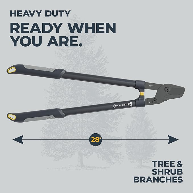 Woodland Tools Heavy Duty Lopper – 28 Inch Lever-Action Branch Cutter with Bypass Blade and Non Slip Grip – Manual Tree Limb Cutter for Thick Branches and Tough Yard Work