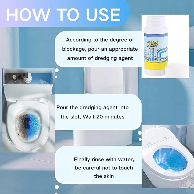 2Pcs Wild Tornado Pipe Dredge,Powerful Sink and Drain Cleaner Powder,For Quick Foaming Cleaning Agent For Kitchen, Bathroom & Toilet Pipes (2)