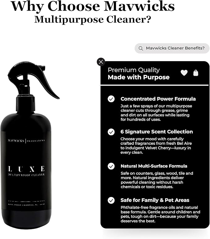 Fragrances All Purpose Cleaner Spray (Luxe) 16 Oz – Multipurpose Surface Cleaning Spray for Kitchen, Bathroom, Floors and Counters, Home and Office, Natural and Non-Toxic
