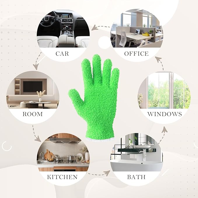 Evridwear Microfiber Gloves for Plant Dusting,2 Pairs Reusable Leaf Cleaning Glove for Houseplants,Blinds,Furniture and Small Objects