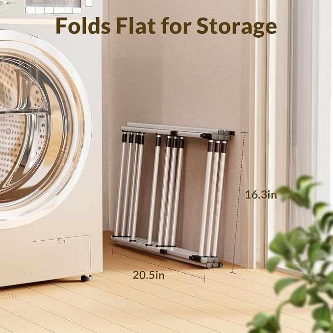 Clothes Drying Rack,Expandable Collapsible Heavy Duty Metal Laundry Standing Rack for Air Drying Clothing,3-Tier Portable Space Saving Clothing Rack for Laundry Indoor Outdoor(White)