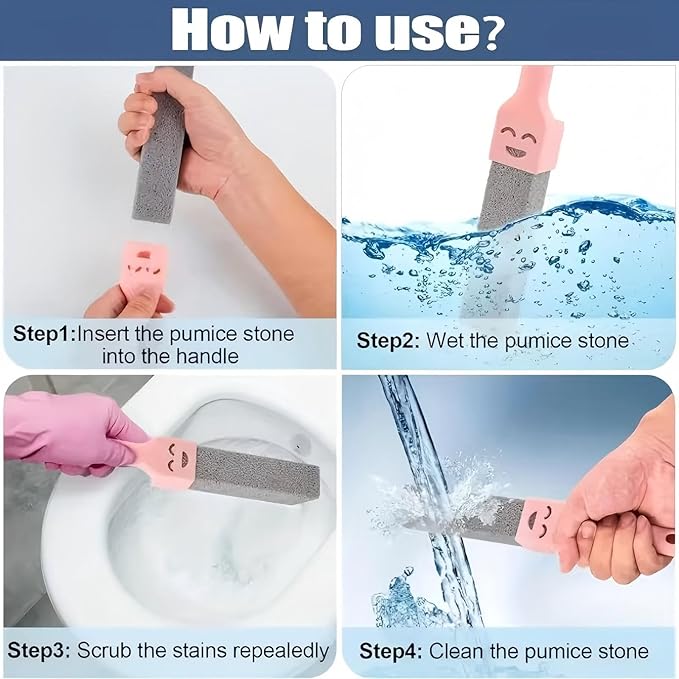 6 Pack Pumice Stone for Cleaning,Pumie Scouring Stick with Handle, Heavy Duty Toilet Pumice Stone for Toilet, Hard Water Toilet Ring Remover, for Toilet, Pool Tile, Sink, and Bathroom