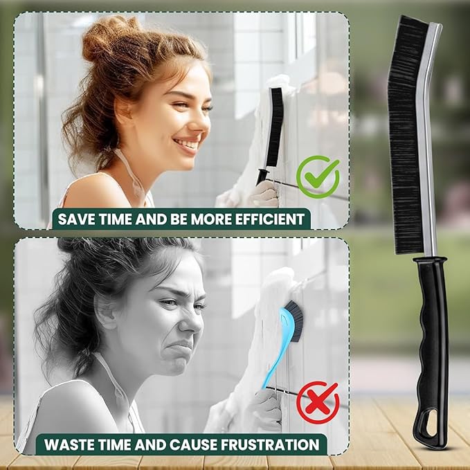 Crevice Cleaning Brush Set – 3Pcs Hard Bristle Cleaning Tools for Grout, Tile Floors, Gaps & Narrow Spaces – Small Grout Scrub Brush for Cleaning Bathroom, Shower, Window Tracks, Kitchen