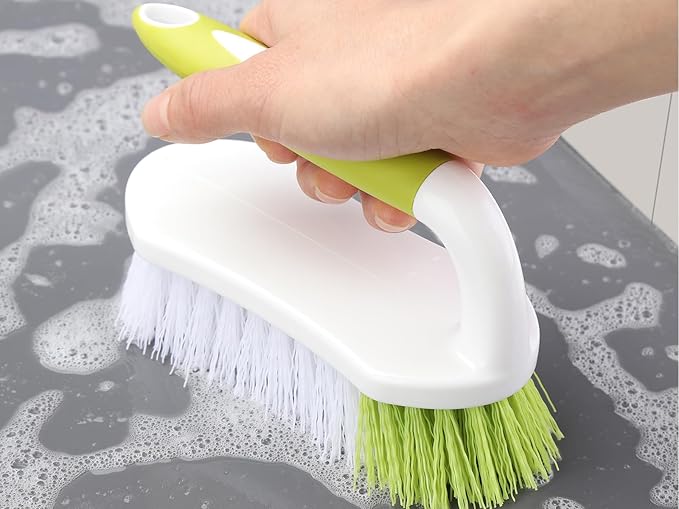 Scrub Brush for Cleaning, Heavy Duty Shower Scrubber with Stiff Bristles for Tub, Sink, Floor, Tile, and Carpet Scrubbing, 3 Pack